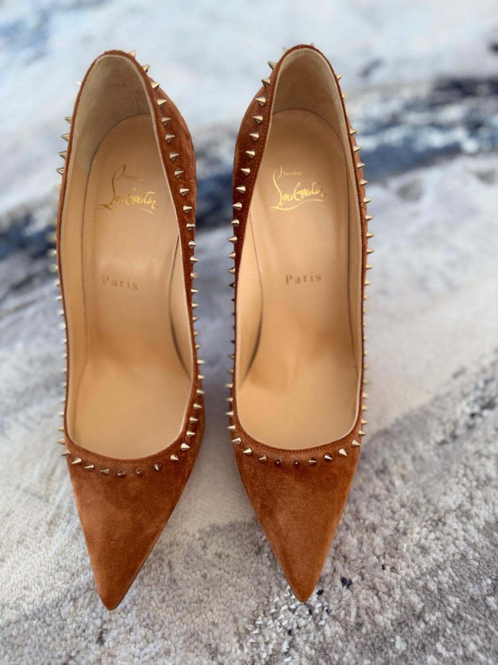 Christian Louboutin Brown Suede Pointed-Toe Spike Pumps 100mm